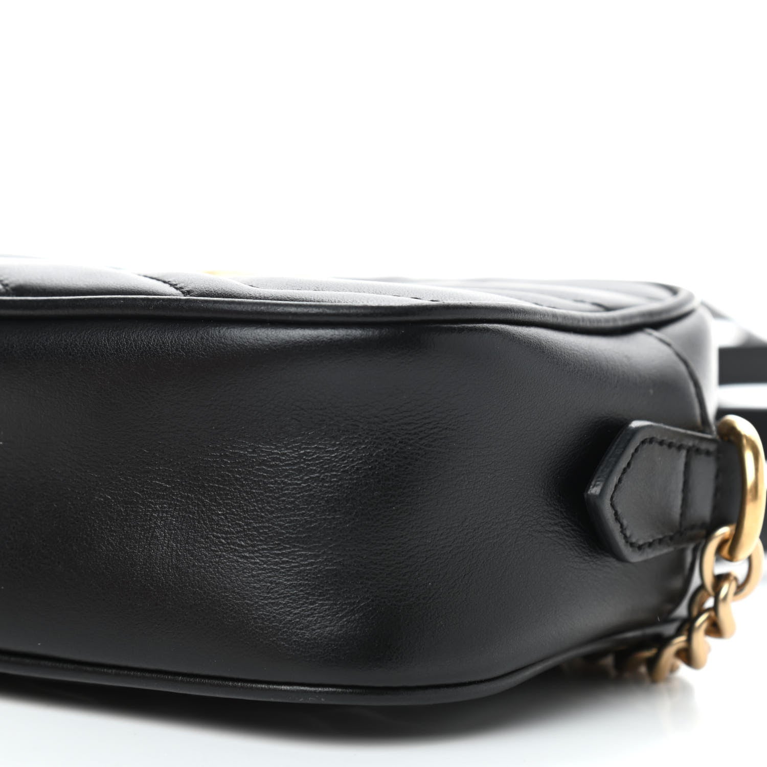Gucci Calfskin Matelasse Mini GG Marmont Chain Shoulder Bag Black 7 of 9