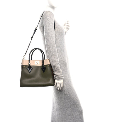 Louis Vuitton Calfskin Monogram On My Side MM Laurier Green Toffee Latte Beige 2 of 9