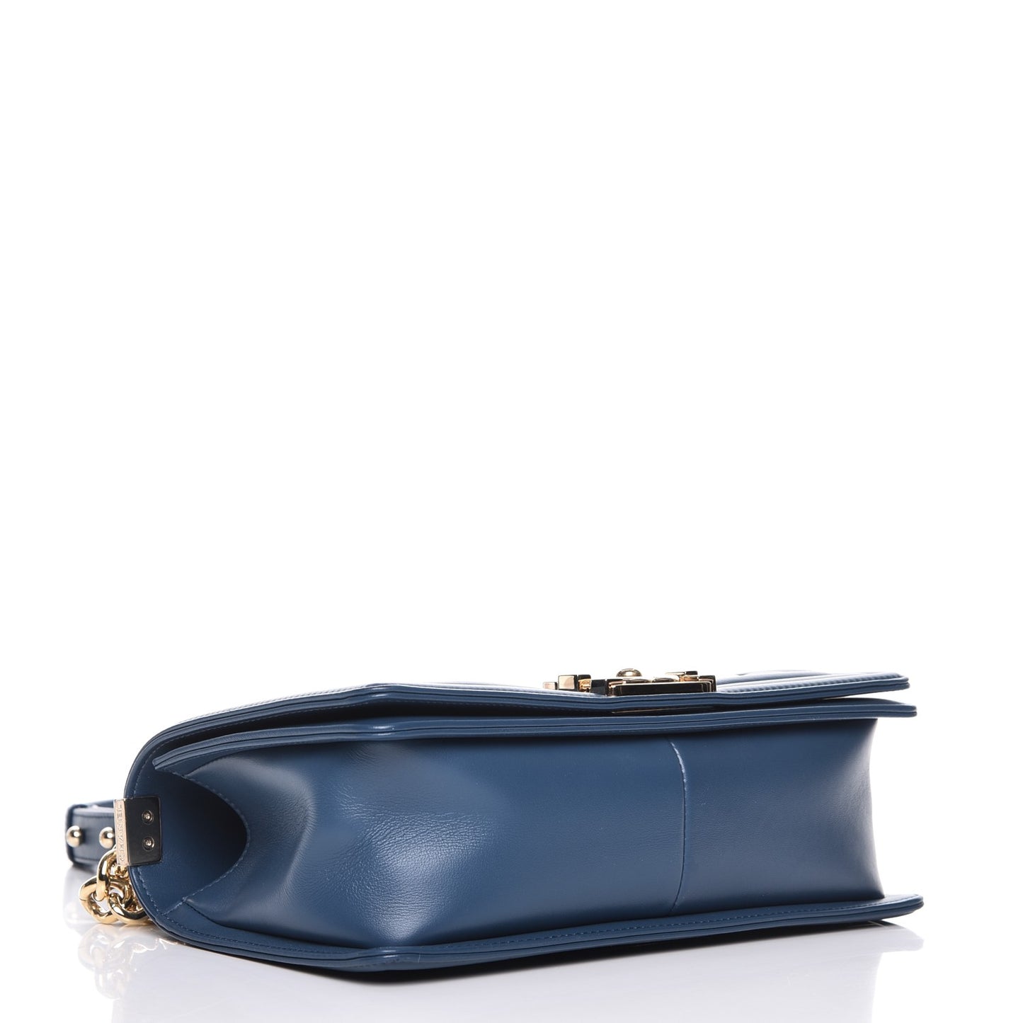 Calfskin Chevron Quilted Medium Boy Flap Blue