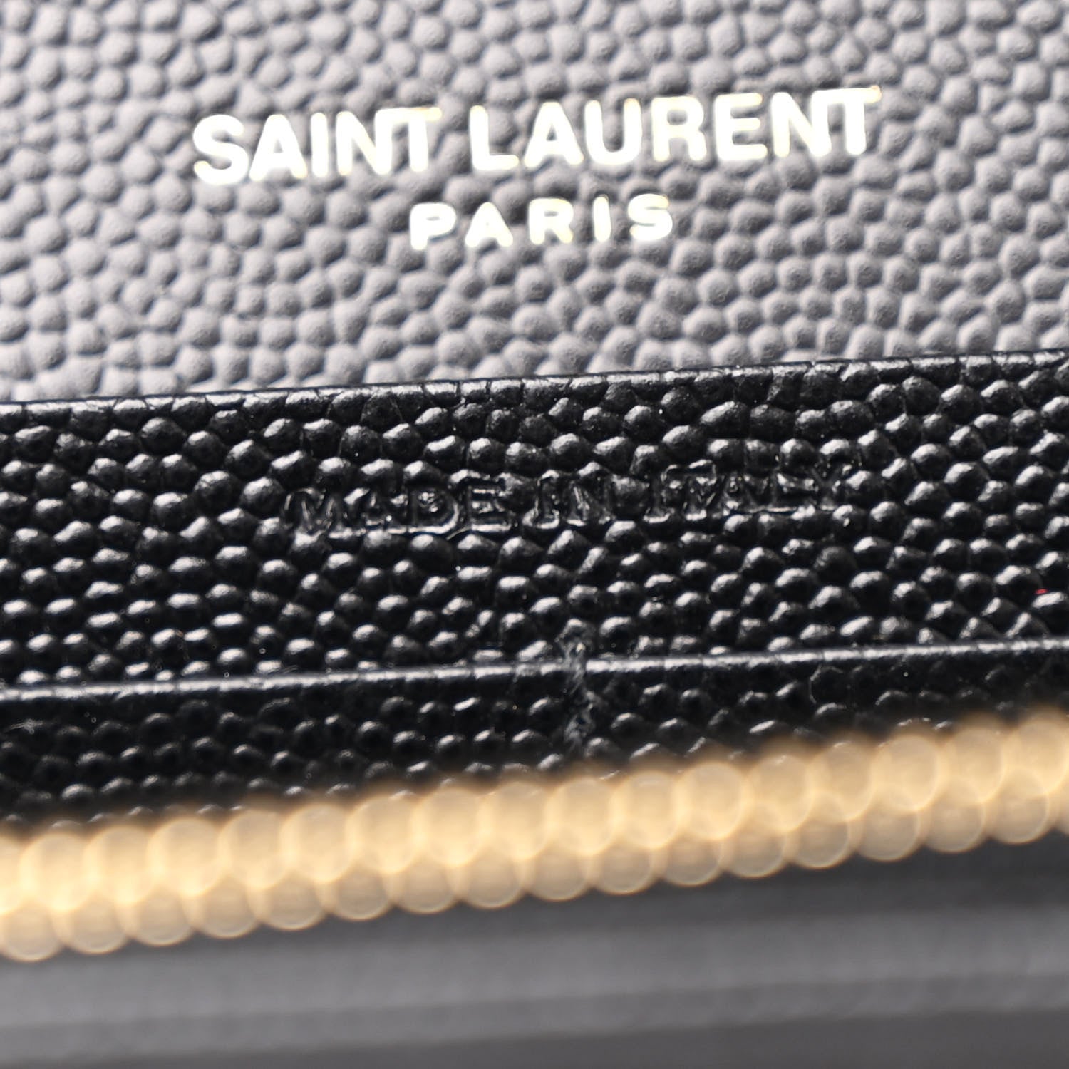 Saint Laurent Grain De Poudre Matelasse Chevron Monogram Chain Wallet Black 7 of 12