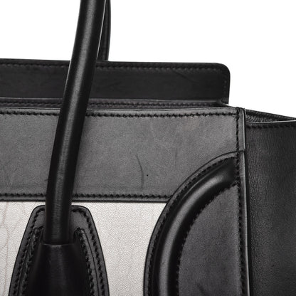 Celine Shrunken Lambskin Micro Bi-Color Luggage Black White 7 of 12
