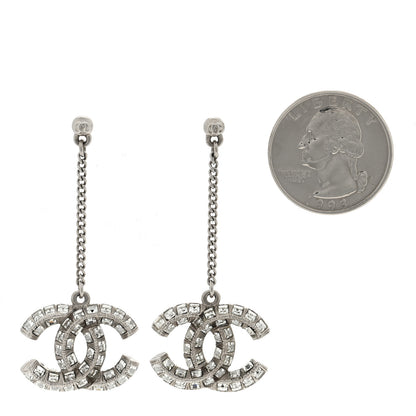 Chanel Baguette Crystal CC Drop Earrings Silver 2 of 4