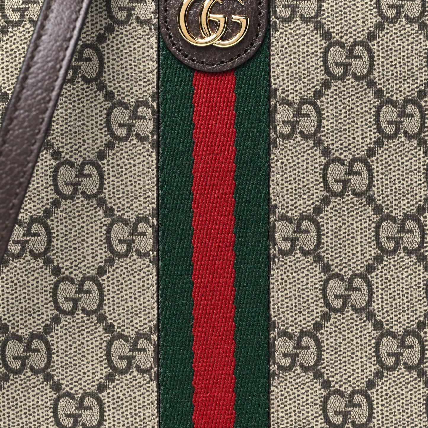 GG Supreme Monogram Textured Dollar Calfskin Web Super Mini Ophidia Mini Tote Bag Beige Ebony New Acero