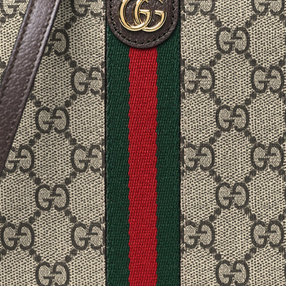 Gucci GG Supreme Monogram Textured Dollar Calfskin Web Super Mini Ophidia Mini Tote Bag Beige Ebony New Acero 8 of 10