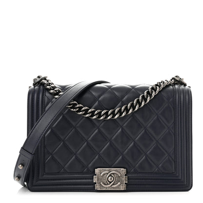 Chanel Calfskin Quilted Medium Boy Flap Dark Navy 1 of 10