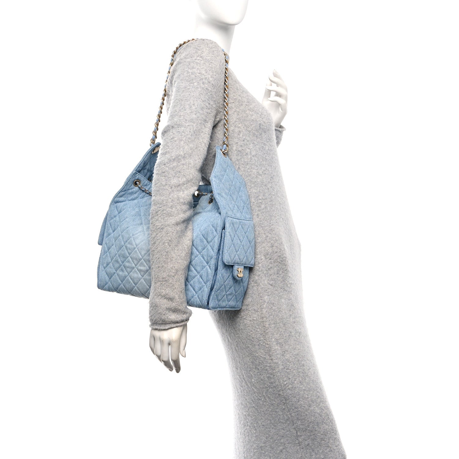 Chanel Washed Denim Quilted Medium Chanel 25 Handbag Blue 3 of 21