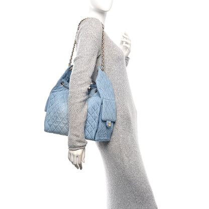 Chanel Washed Denim Quilted Medium Chanel 25 Handbag Blue 3 of 21