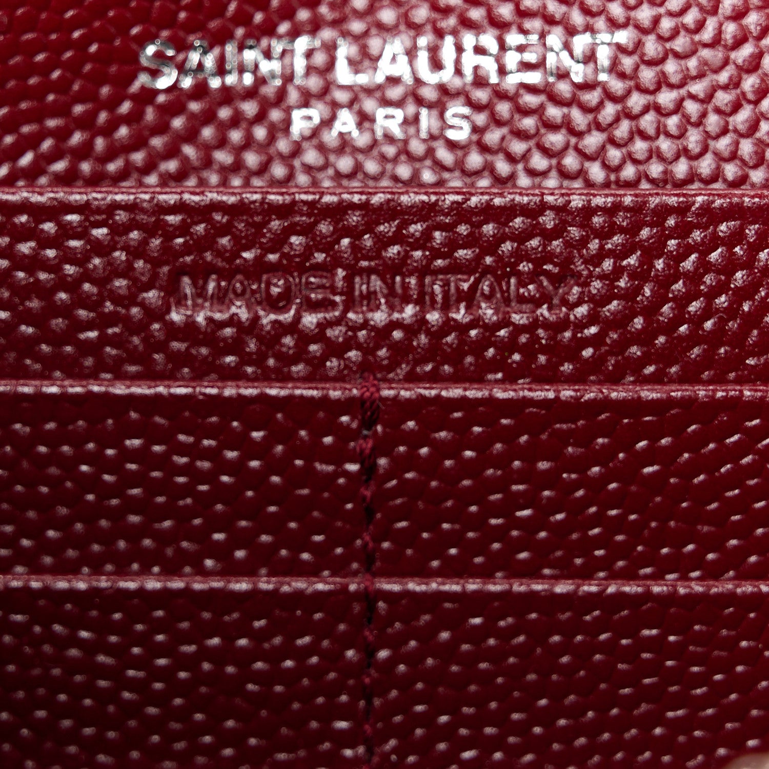 Saint Laurent Grain De Poudre Matelasse Chevron Monogram Chain Wallet Palissandre 7 of 11