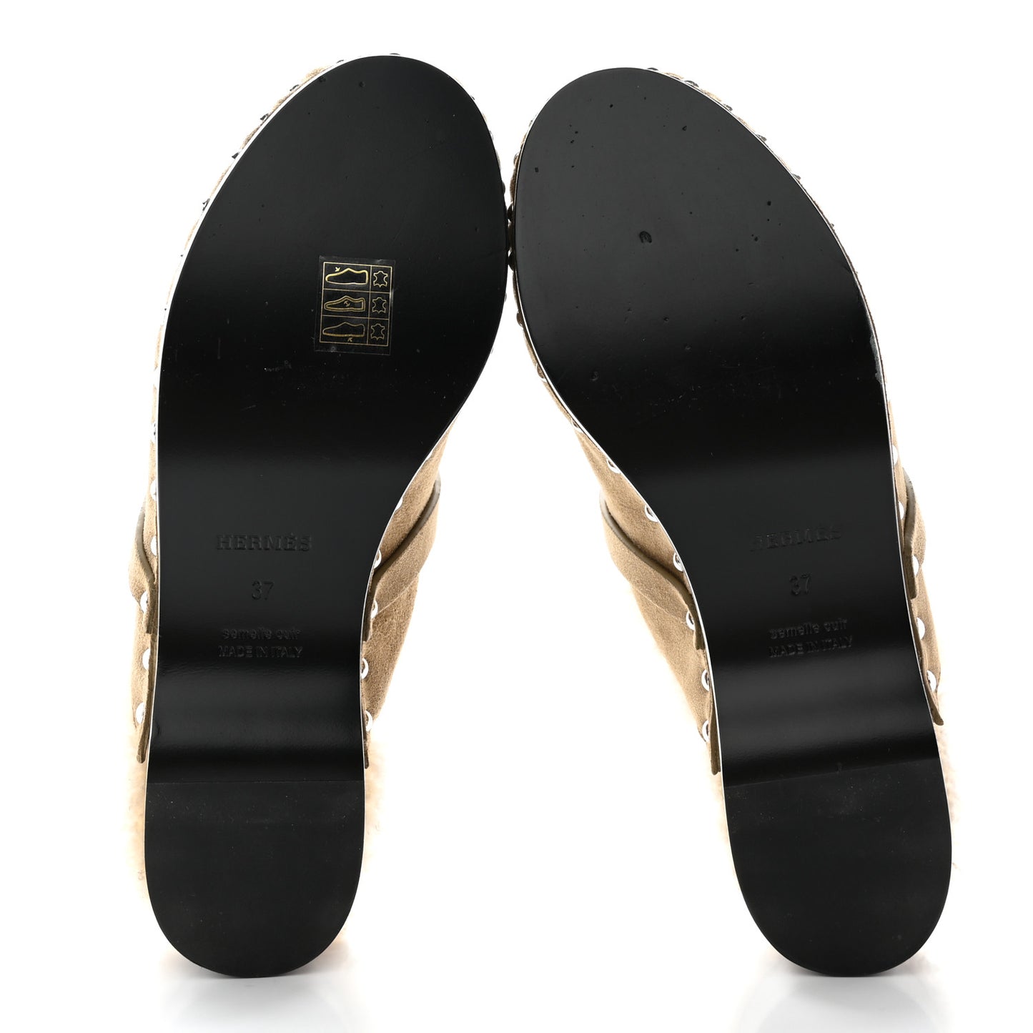 Suede Goatskin Woolskin Carlotta Mules 37 Beige Gobi