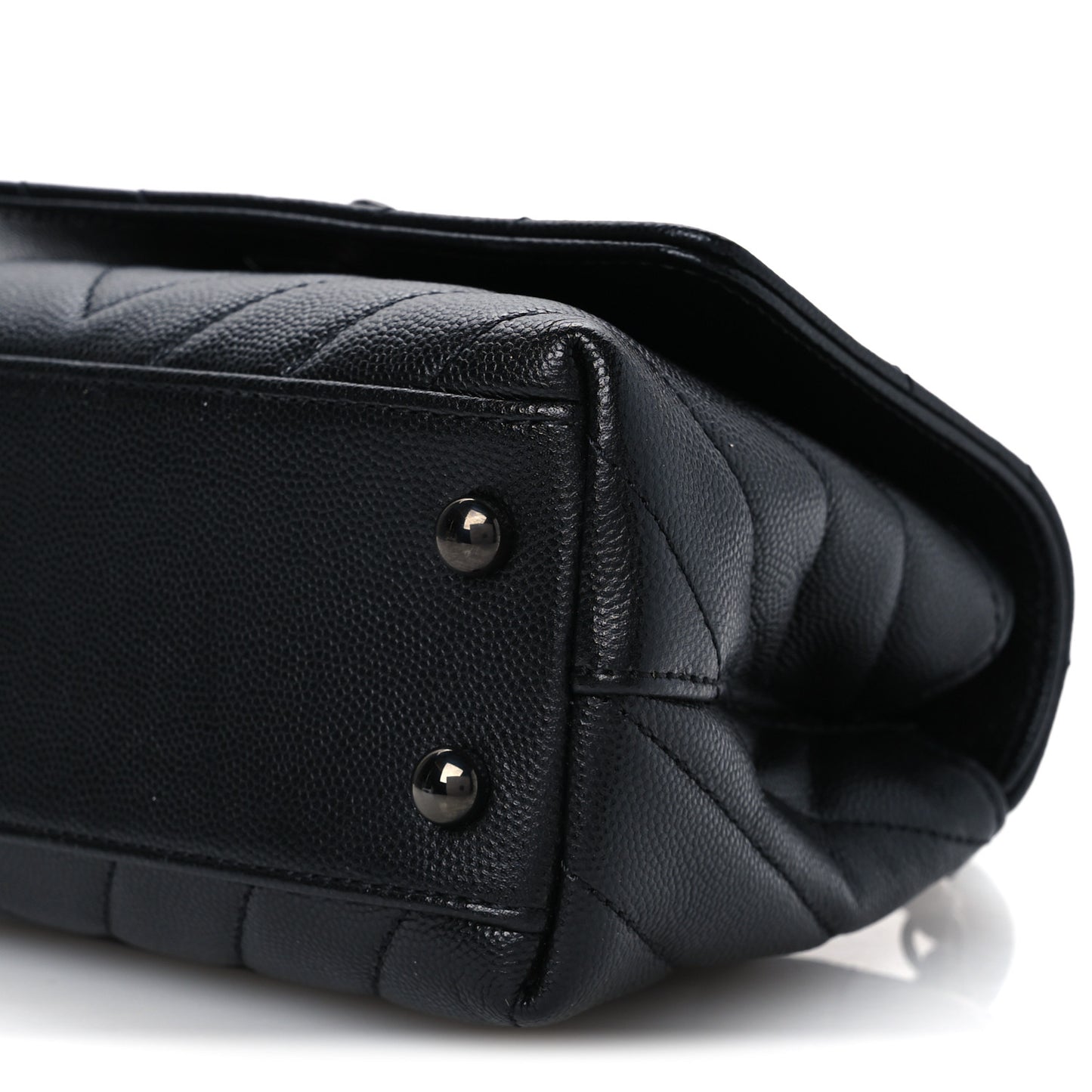 Caviar Chevron Quilted Extra Mini Coco Handle Flap So Black