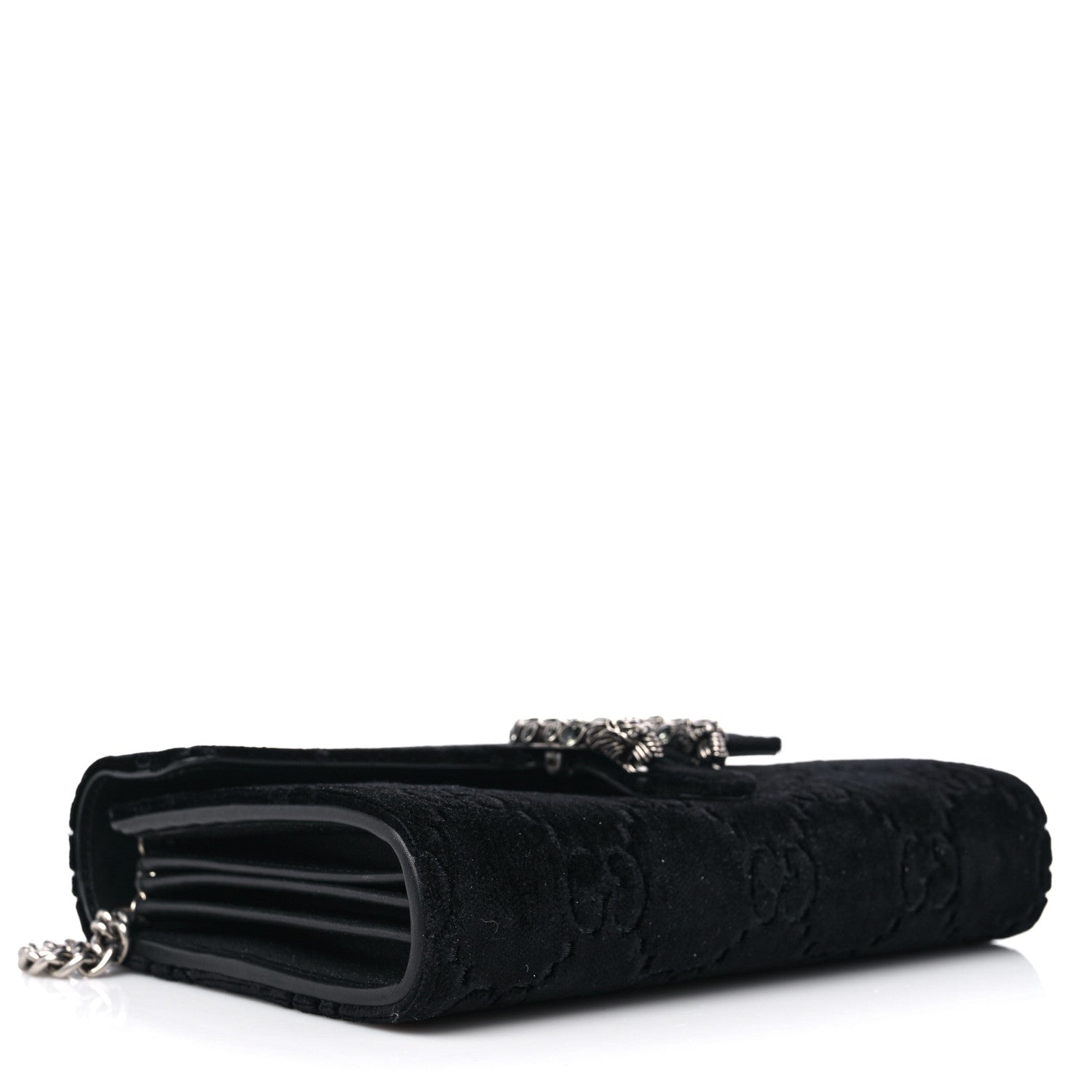 Gucci Velvet GG Monogram Mini Dionysus Chain Wallet Black 4 of 10