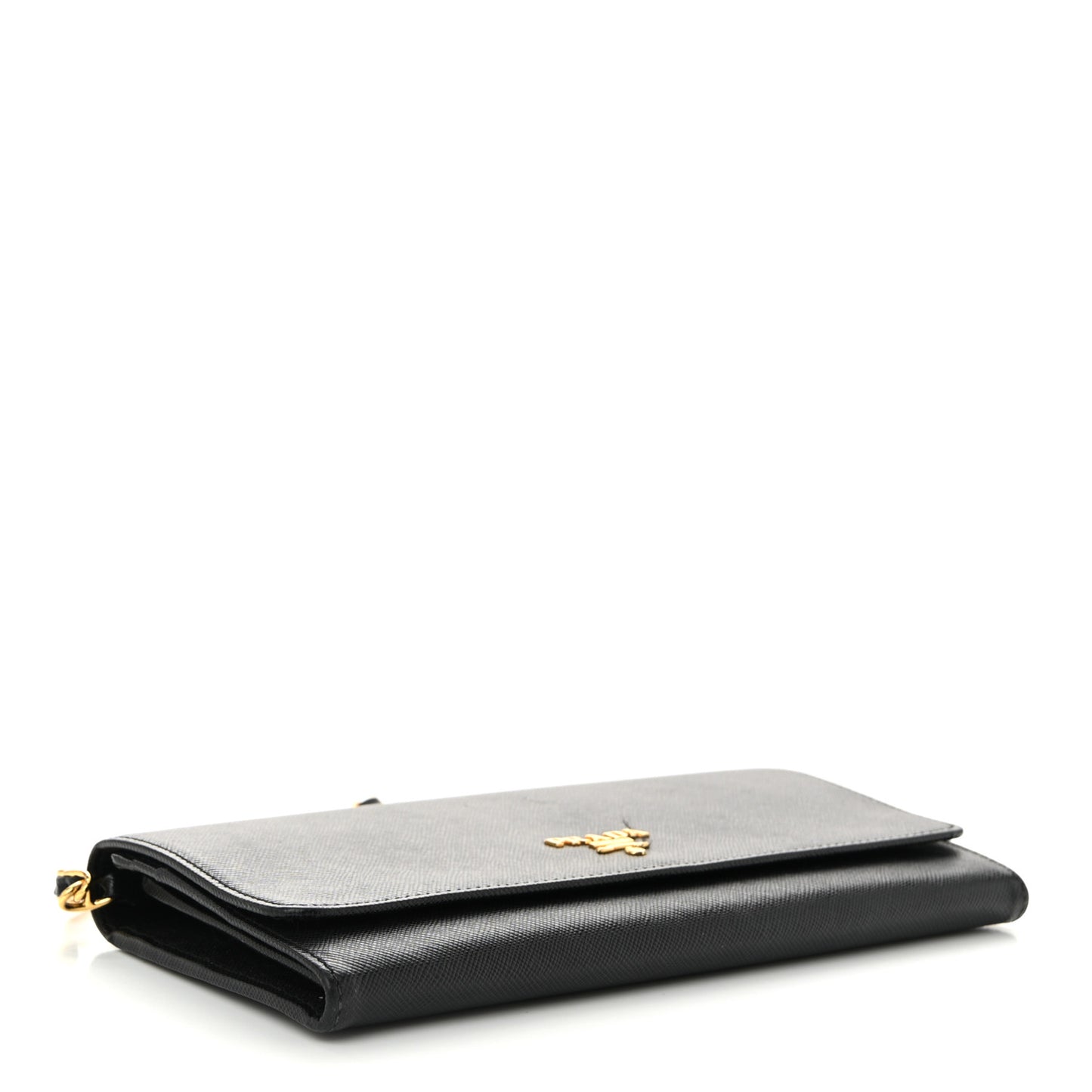 Saffiano Metal Oro Chain Wallet Black
