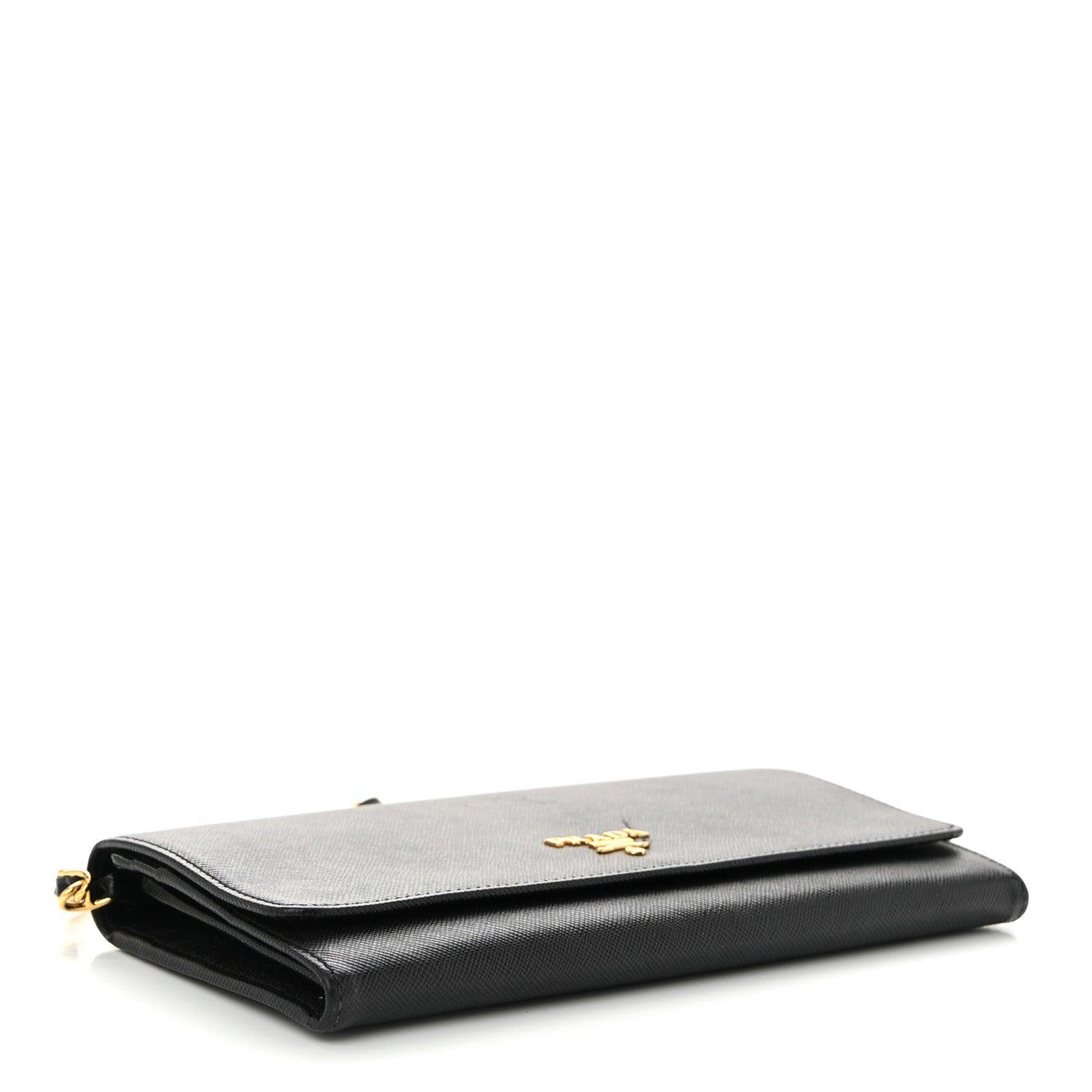 Prada Saffiano Metal Oro Chain Wallet Black 4 of 12