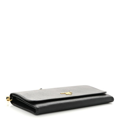 Prada Saffiano Metal Oro Chain Wallet Black 4 of 12