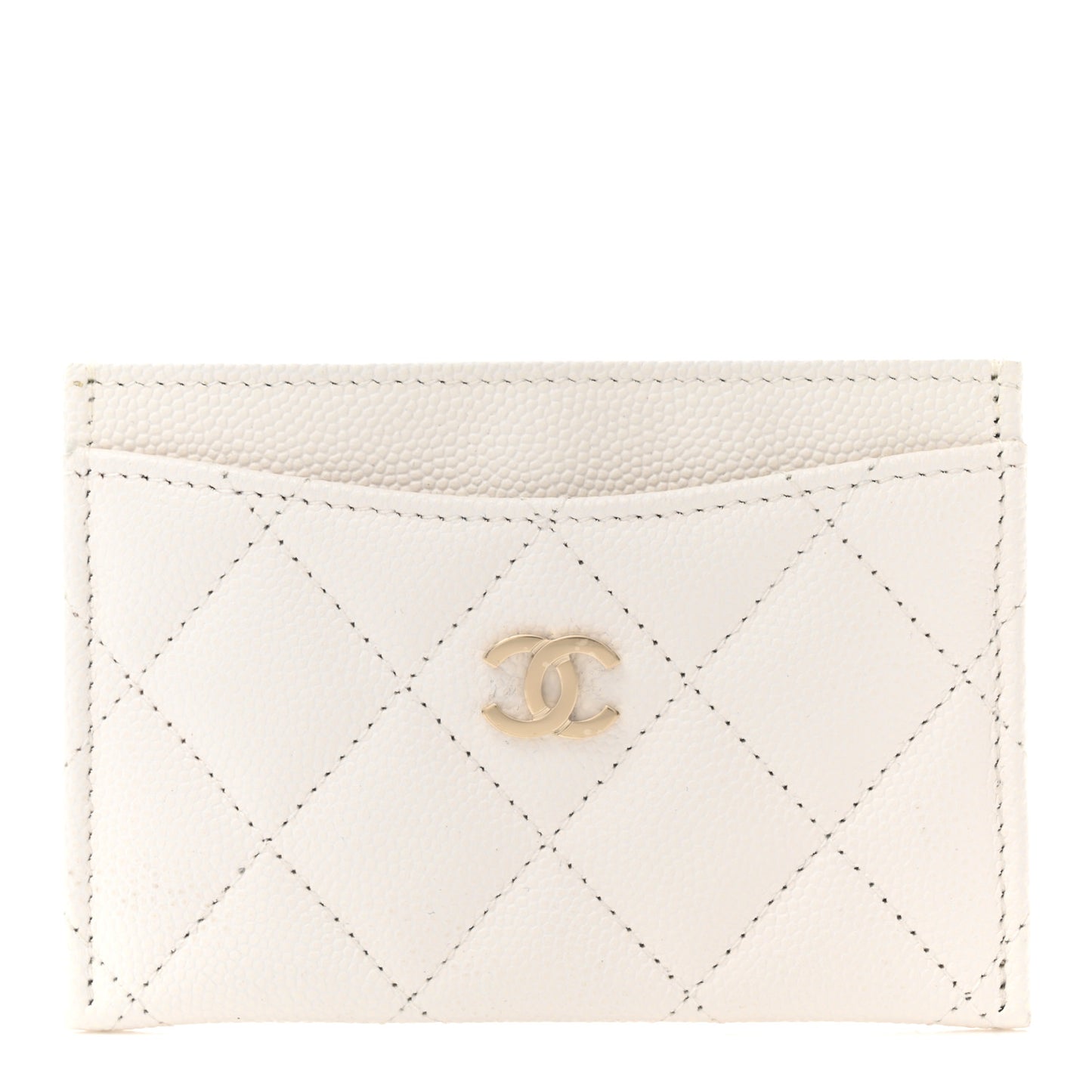 Caviar Quilted Card Holder White