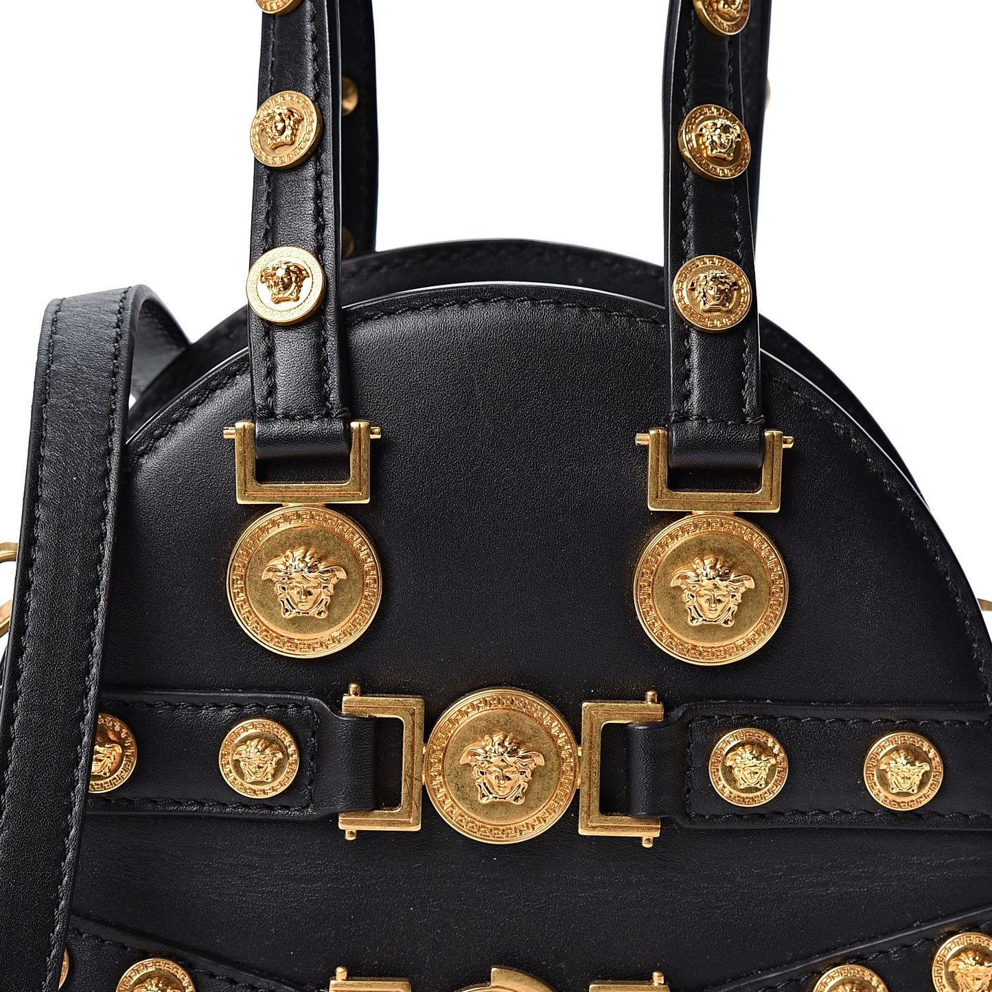 Calfskin Small Medallion Tribute Bowling Bag Black