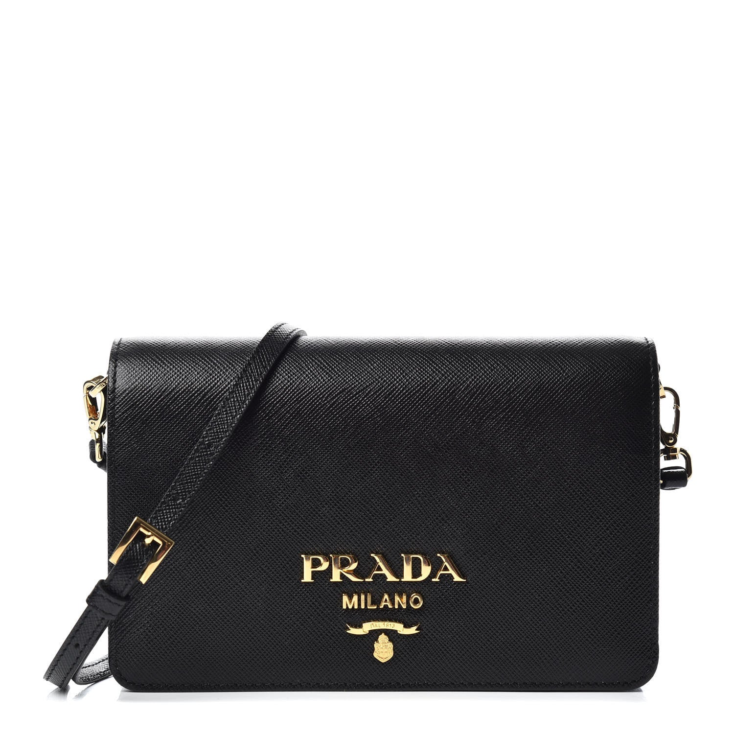 Prada Saffiano Lux Mini Shoulder Bag Black 2 of 14