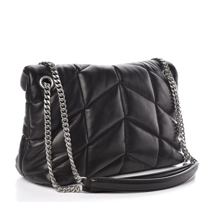 Saint Laurent Lambskin Quilted Small Loulou Puffer Monogram Chain Satchel Black 3 of 11