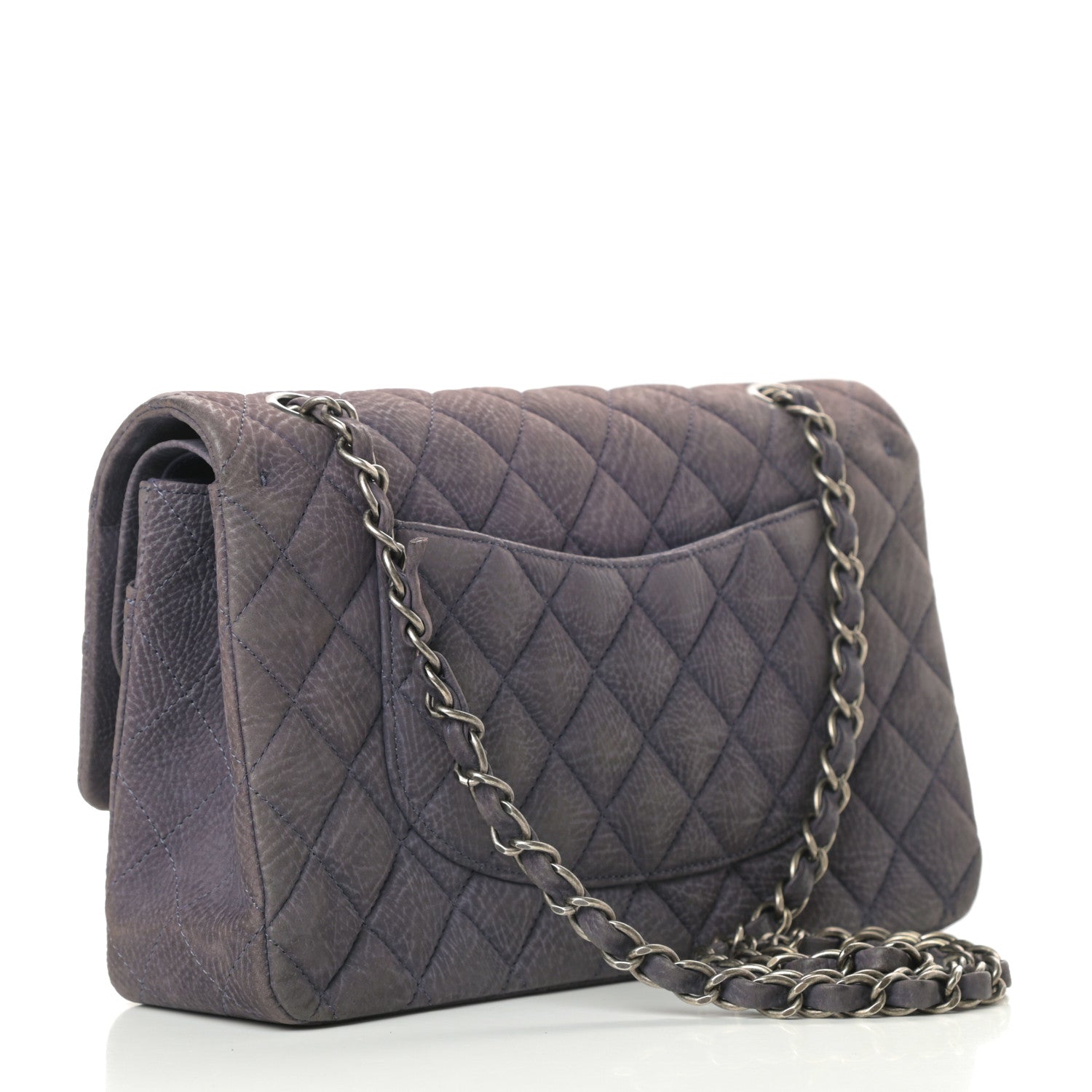 Chanel Nubuck Quilted Medium Double Flap Grey 3 of 12