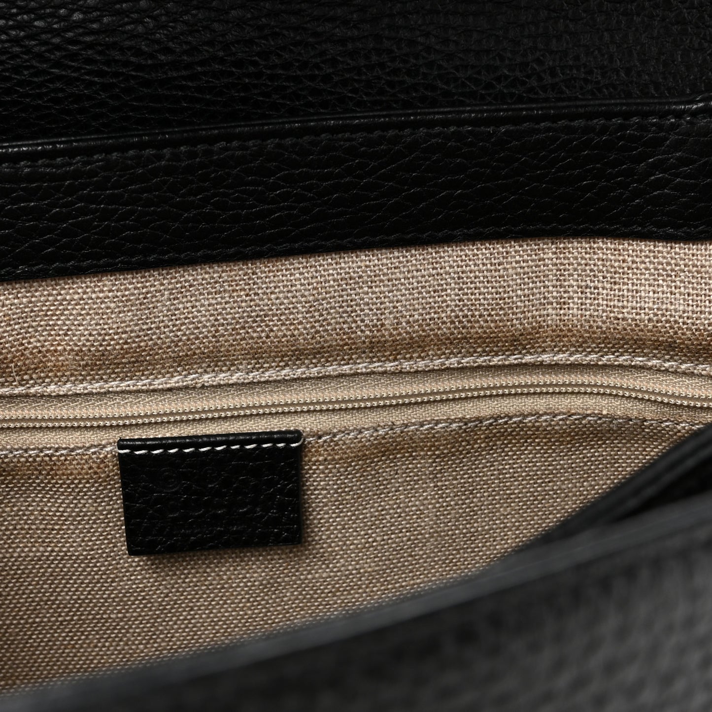 Dollar Calfskin Medium Interlocking G Top Handle Shoulder Bag Black