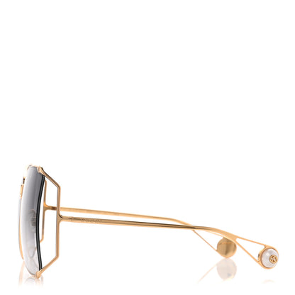 Gucci Metal Oversized Round Sunglasses GG0252S Gold 3 of 7