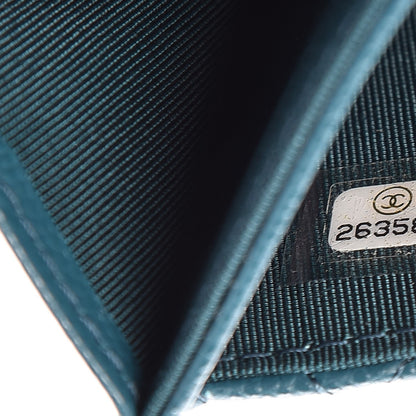 Chanel Caviar Quilted Flap Card Holder Dark Turquoise 8 of 9