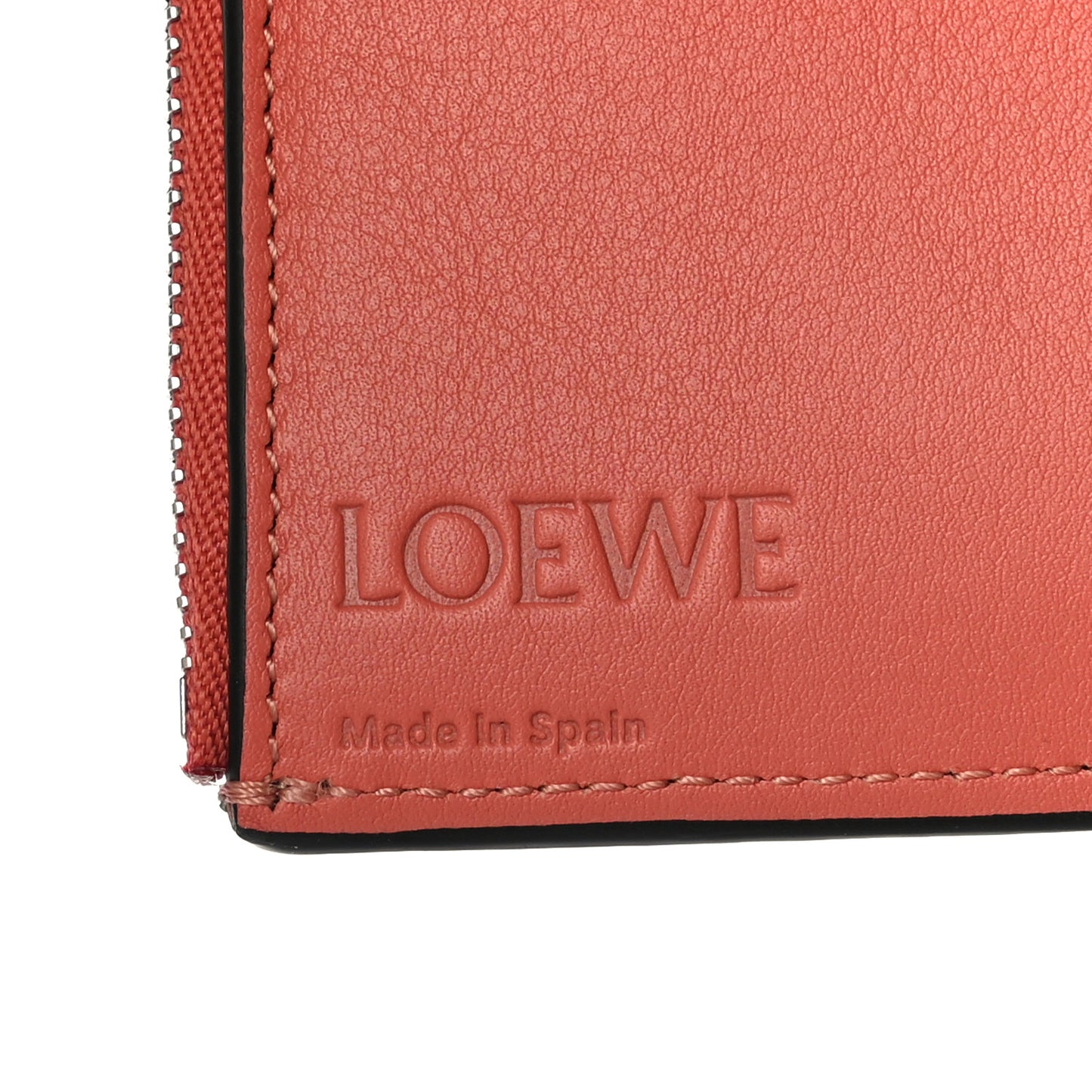 Grained Calfskin Compact Zip Wallet Light Oat