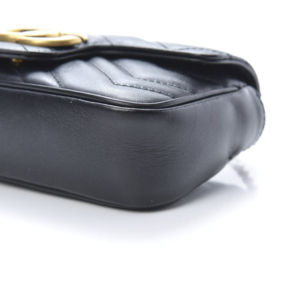 Gucci Calfskin Matelasse Super Mini GG Marmont Shoulder Bag Black 10 of 12
