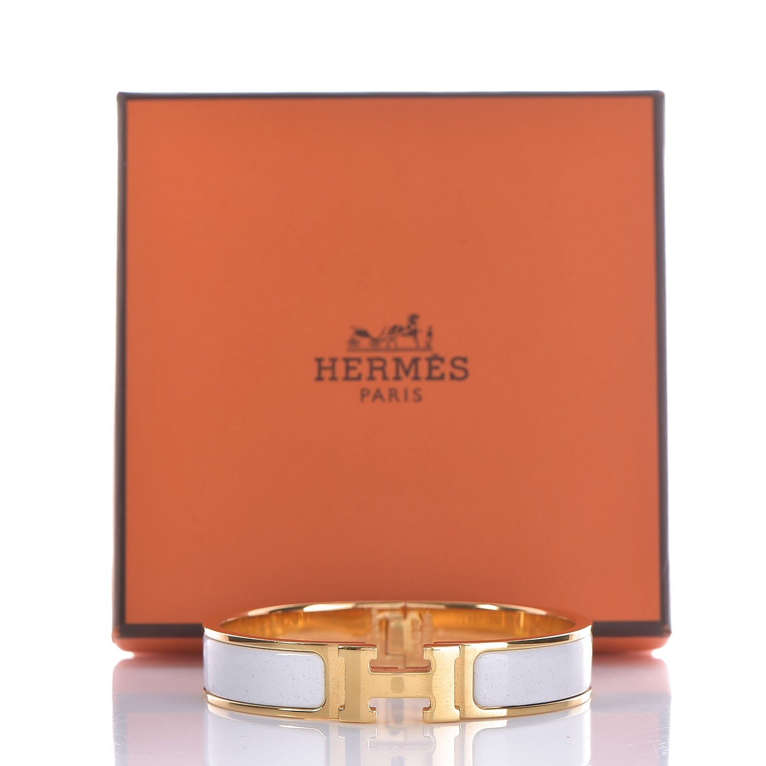 Hermes Enamel Narrow Clic Clac H Bracelet PM White 5 of 5