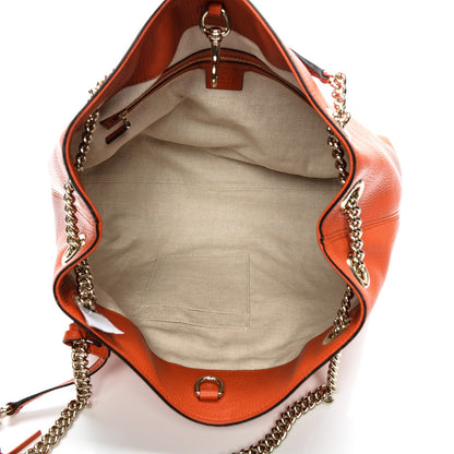 Gucci Pebbled Calfskin Medium Soho Chain Shoulder Bag Sun Orange 5 of 7
