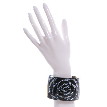 Chanel Camellia Glitter CC Cuff Black 2 of 7