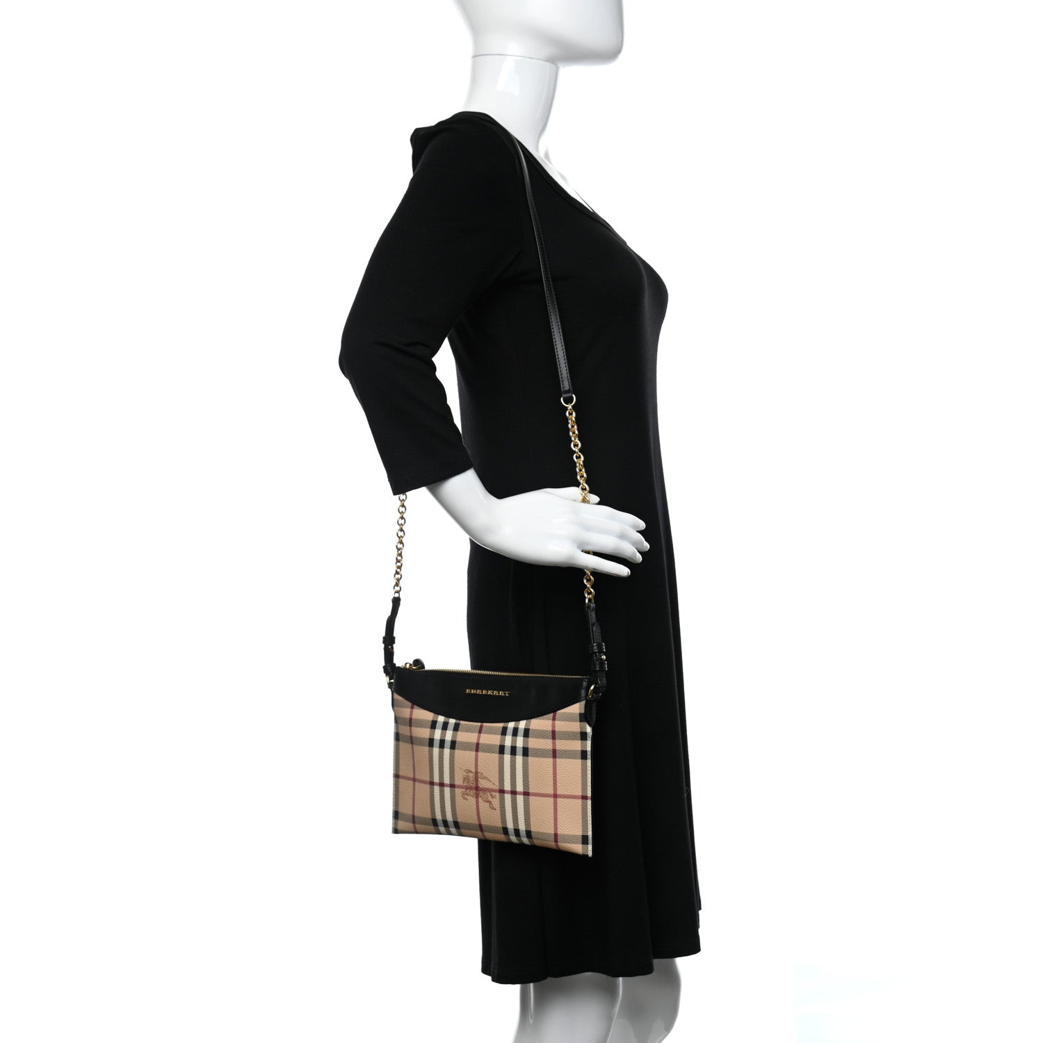 Burberry Haymarket Check Peyton Crossbody Clutch Bag Black 2 of 10