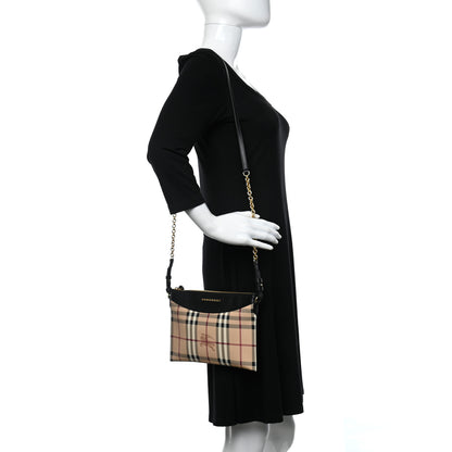 Burberry Haymarket Check Peyton Crossbody Clutch Bag Black 2 of 10