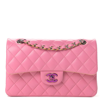 Chanel Lambskin Quilted Small Double Flap Pink Yellow 1 of 13