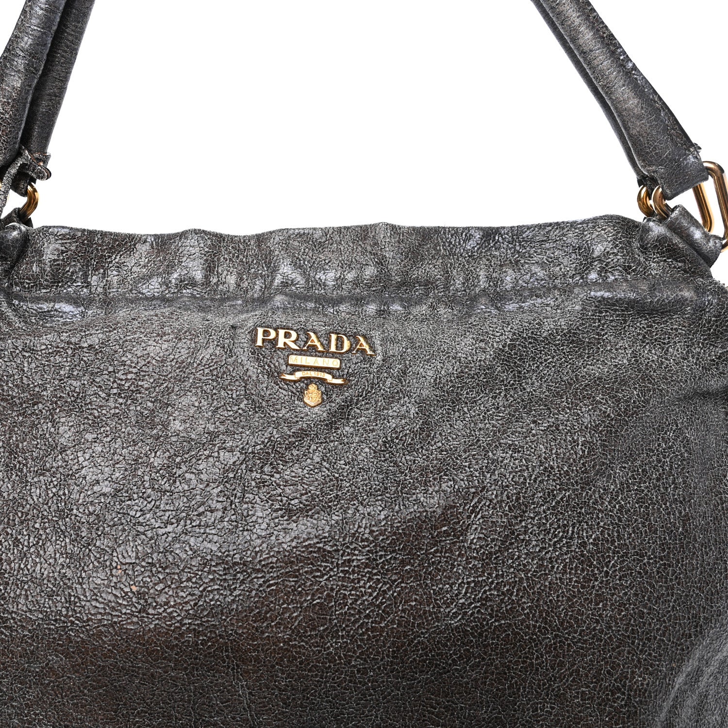 Prada Cervo Lux Shoulder Bag Dark Grey 11 of 11
