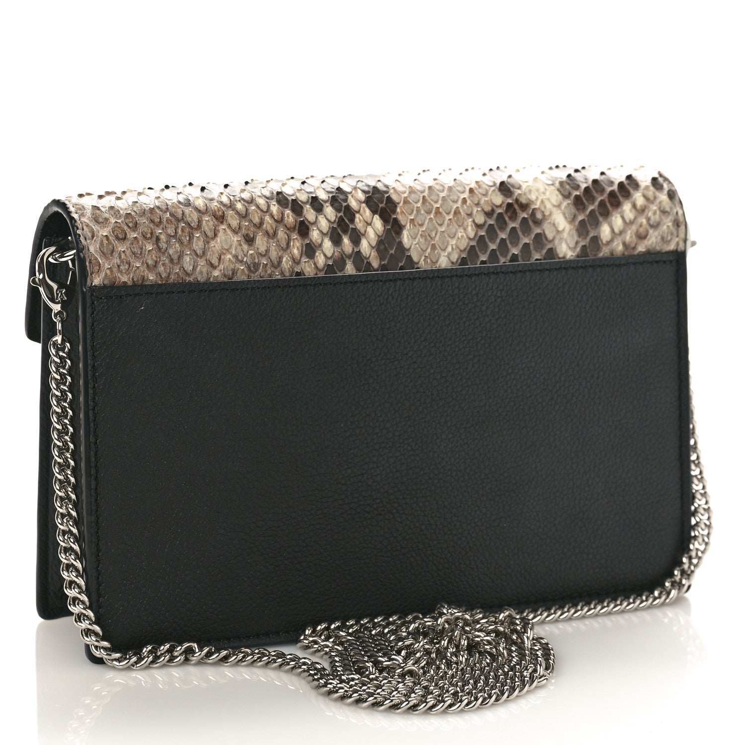 Louis Vuitton Soft Calfskin Snakeskin My Lockme Chain Bag BB Black White Beige 2 of 8