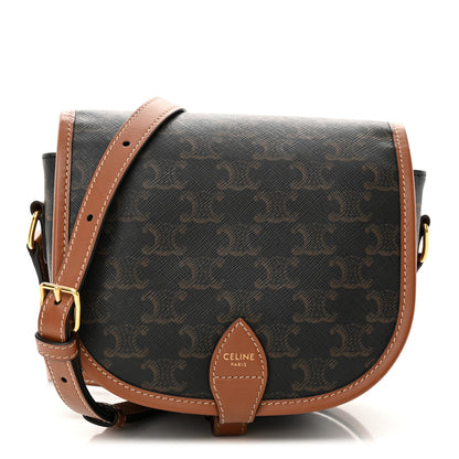Celine Triomphe Canvas Medium Folco Bag Tan 1 of 13