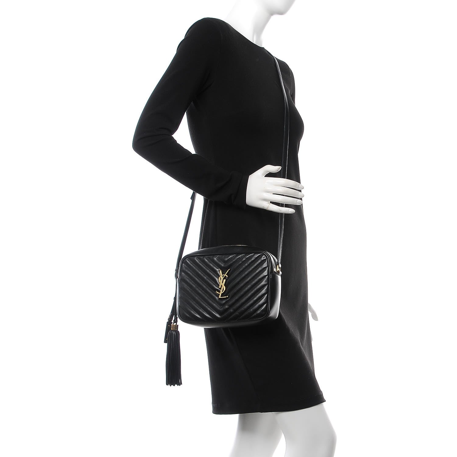 Saint Laurent Calfskin Matelasse Monogram Lou Camera Bag Black 2 of 11