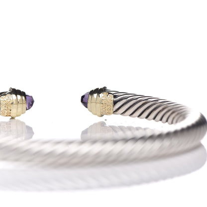 David Yurman Sterling Silver 14K Yellow Gold Amethyst 5mm Cable Classics Petite Color Bracelet 5 of 5