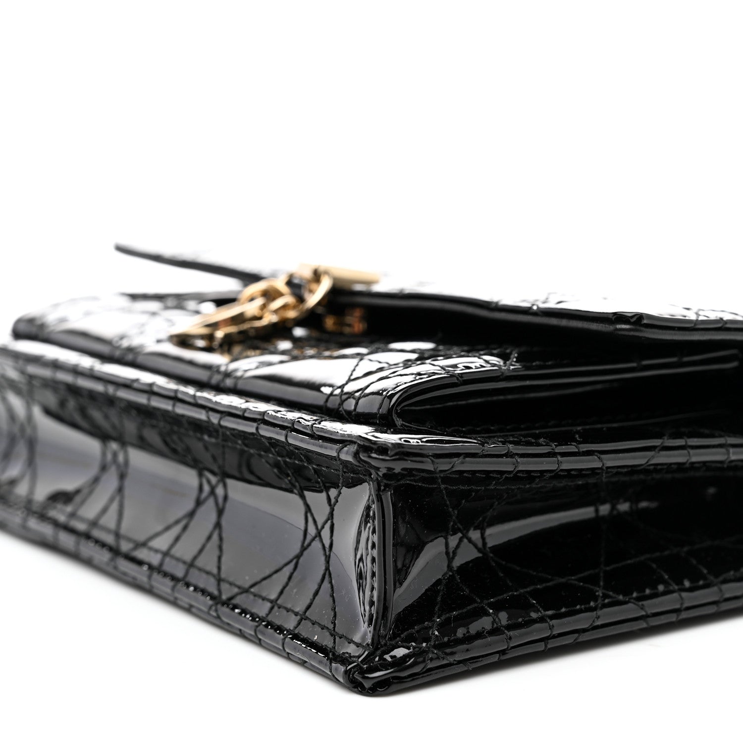 Christian Dior Patent Cannage Lady Dior Chain Pouch Black 8 of 9