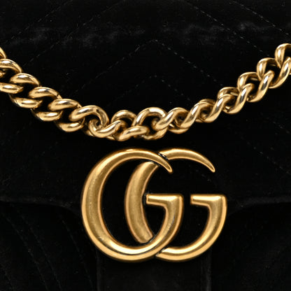 Gucci Velvet Matelasse Mini GG Marmont Shoulder Bag Black 8 of 19