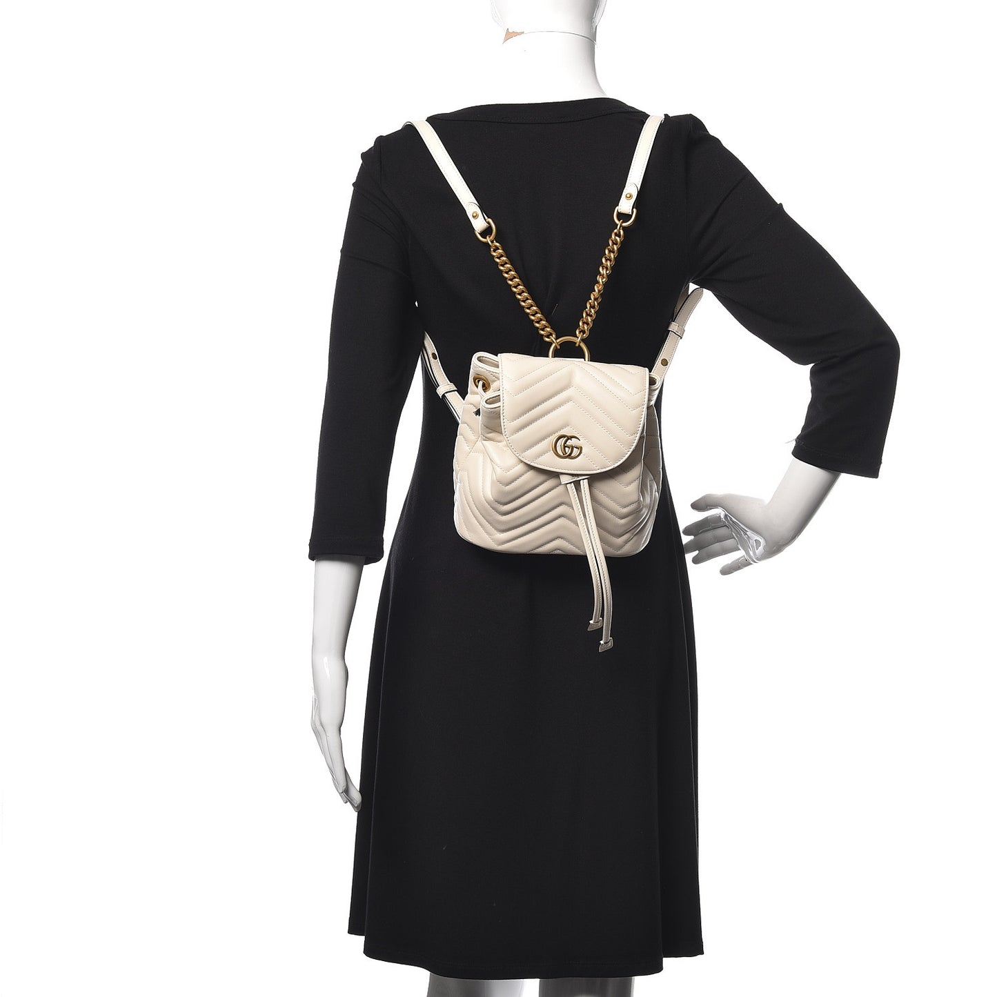 Calfskin Matelasse GG Marmont Flap Backpack White