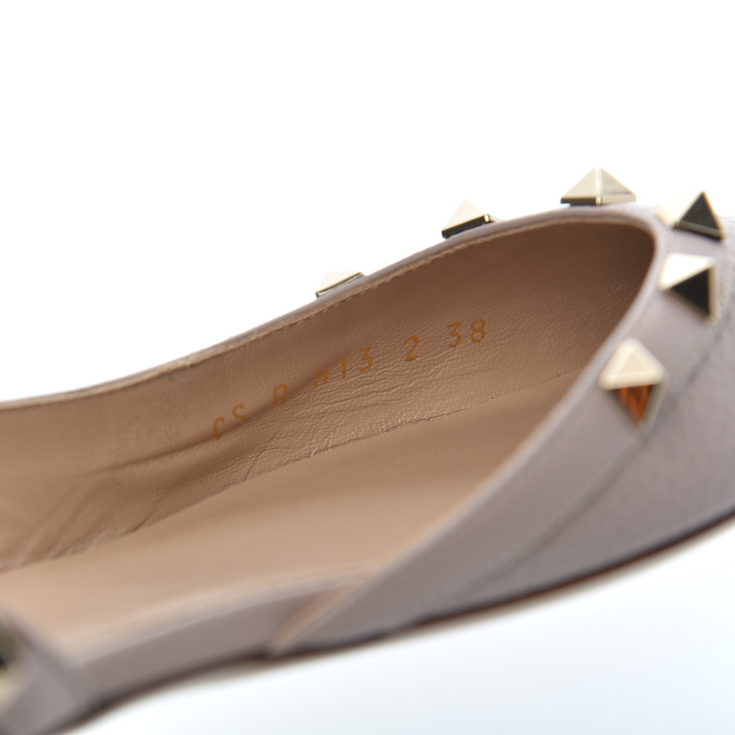 Valentino Garavani Pebbled Calfskin Rockstud Slingback Flats 38 Poudre 8 of 16