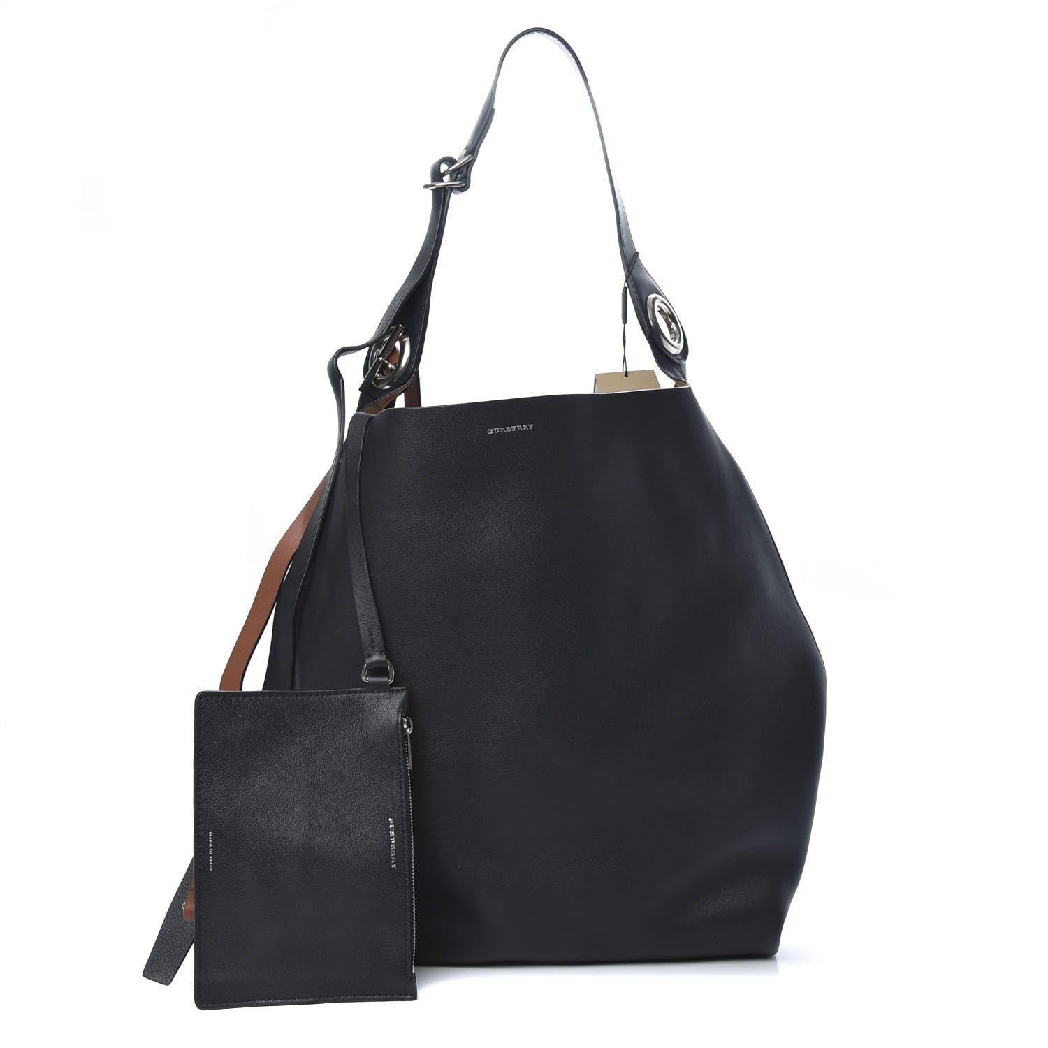 Burberry Smooth Calfskin Medium Grommet Hobo Black 1 of 12