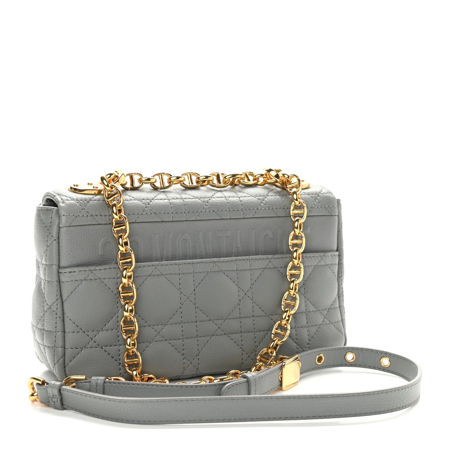 Calfskin Cannage Small Caro Bag Grey