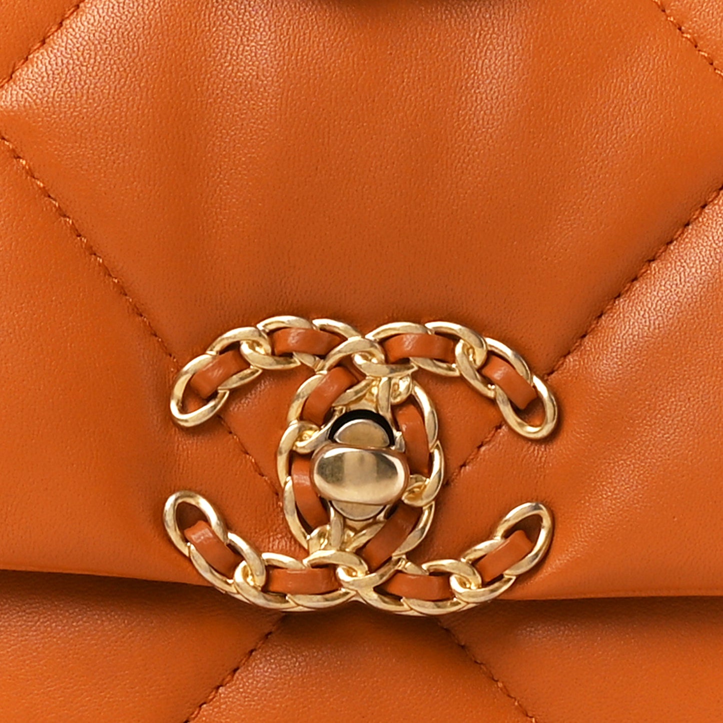 Lambskin Quilted Medium Chanel 19 Flap Light Brown