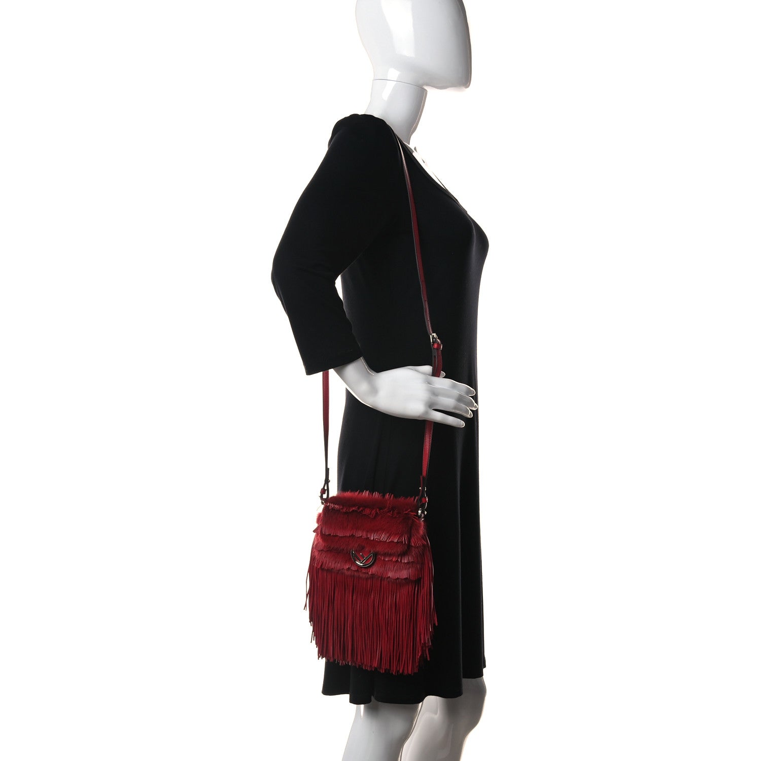 Fendi Mink Fringe Micro Baguette Fragolia 2 of 10