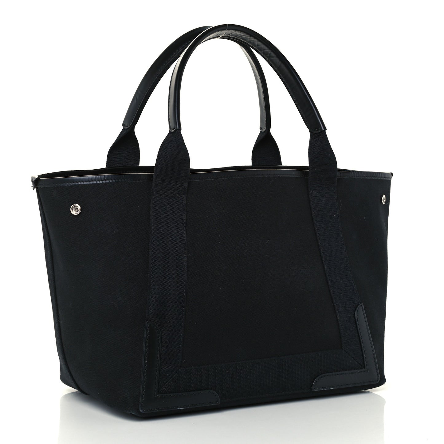 Cotton Canvas Calfskin S Navy Cabas Black