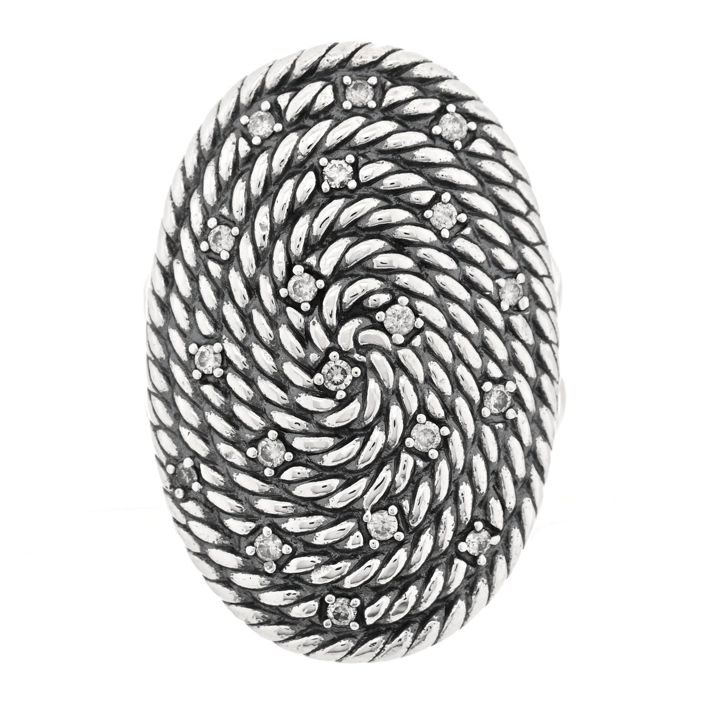 Sterling Silver Diamond Midnight Melange Cable Ring 54 7