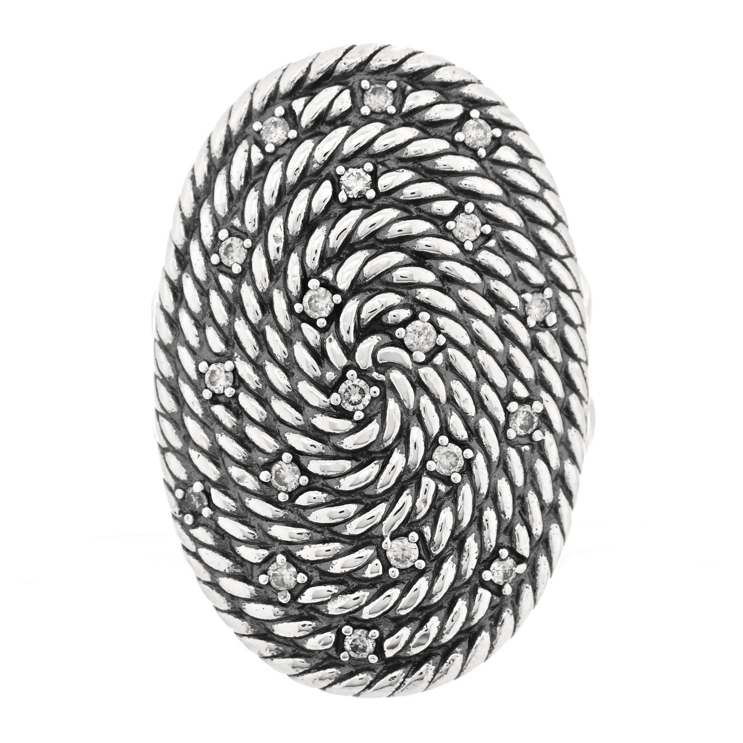 David Yurman Sterling Silver Diamond Midnight Melange Cable Ring 54 7 1 of 4